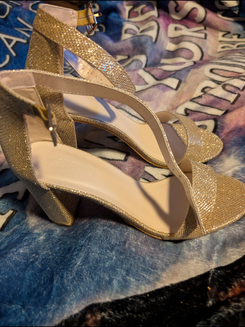 Aldo Gold Glitter Block Heel Sandals